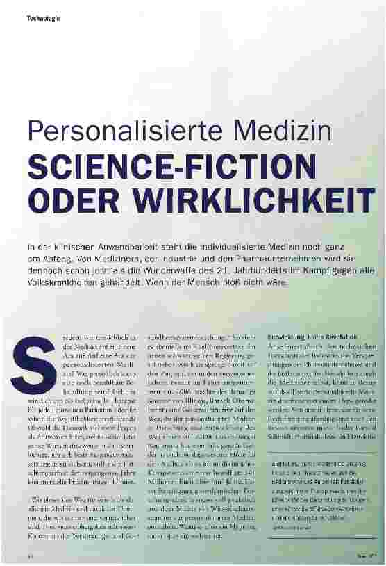 Vorschauseite 1: Personalisierte Medizin SCIENCE-FICTION ODER WIRKLICHKEIT
