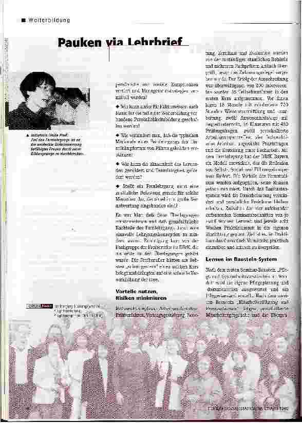 Vorschauseite 2: Pauken via Lehrbrief Der DBfK Bayern trifft mit seinem Fernlehrgang für Pflegemanagement ins Schwarze