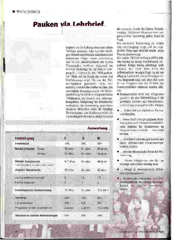 Vorschauseite 4: Pauken via Lehrbrief Der DBfK Bayern trifft mit seinem Fernlehrgang für Pflegemanagement ins Schwarze