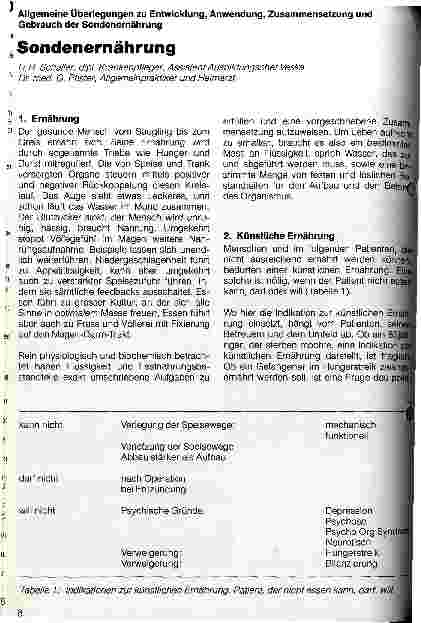 Vorschauseite 1: Sondenernährung Allgemeine Überlegungen zu Entwicklung, Anwendung, Zusammensetzung und Gebrauch der Sondenernährung