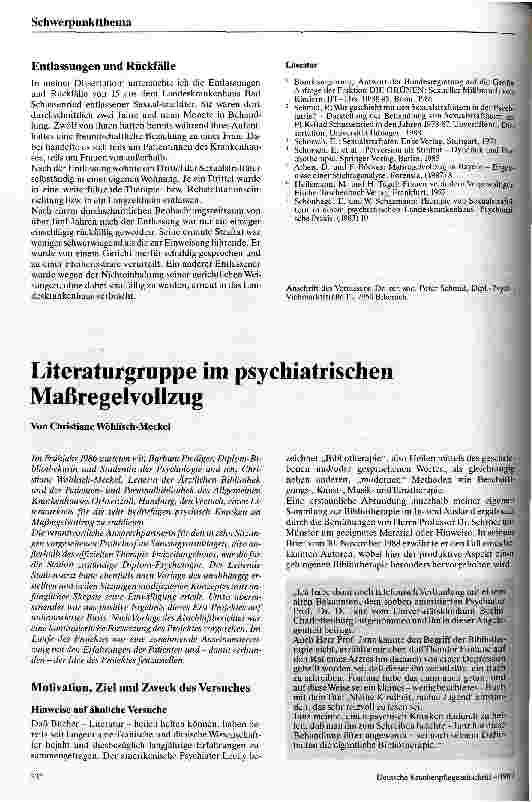 Vorschauseite 1: Literaturgruppe im psychiatrischen Maßregelvollzug
