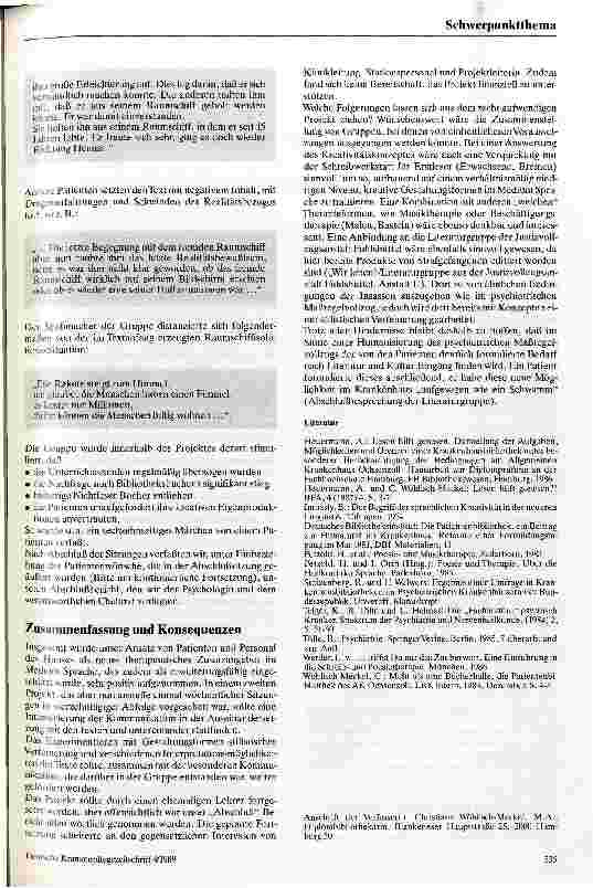 Vorschauseite 4: Literaturgruppe im psychiatrischen Maßregelvollzug