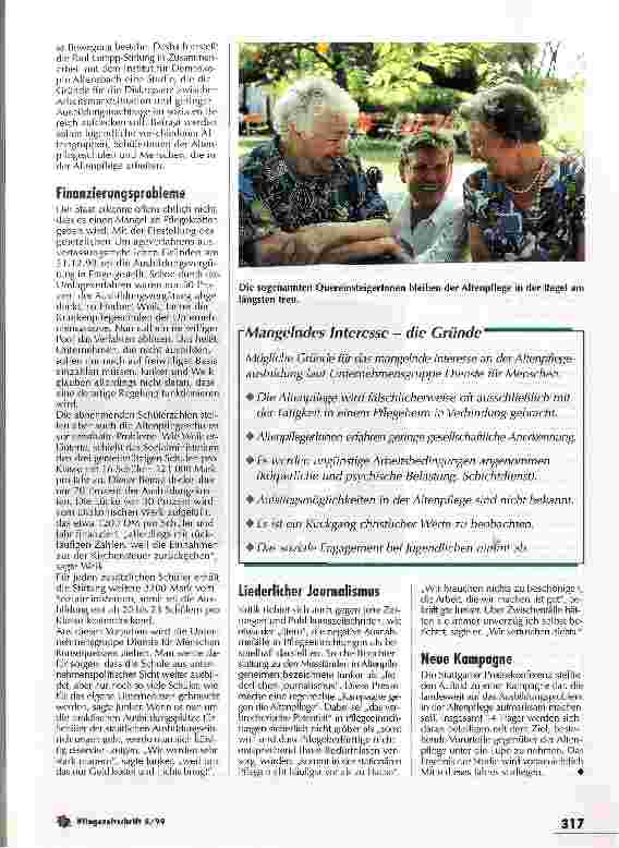 Vorschauseite 2: Mangelndes Interesse der Jüngeren an sozialen Berufen? Fehlender Nachwuchs in der Altenpflege