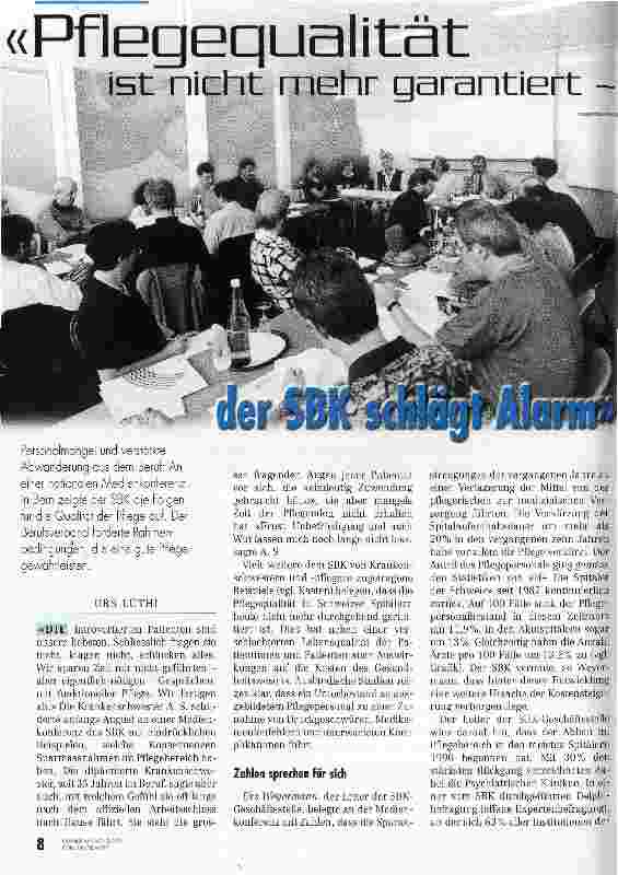 Vorschauseite 1: Pflegequalität ist nicht mehr garantiert Der SBK schlägt Alarm