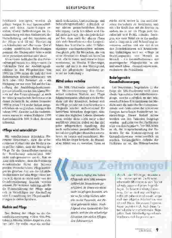 Vorschauseite 2: Pflegequalität ist nicht mehr garantiert Der SBK schlägt Alarm