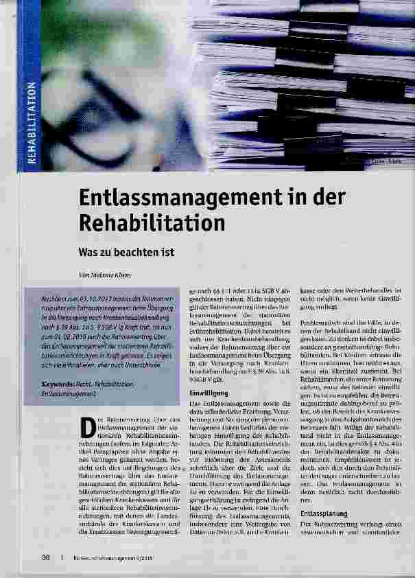 Vorschauseite 1: Entlassmanagement in der Rehabilitation