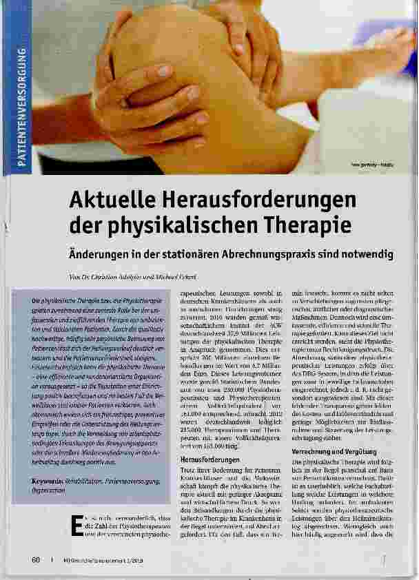 Vorschauseite 1: Aktuelle Herausforderungen der physikalischen Therapie