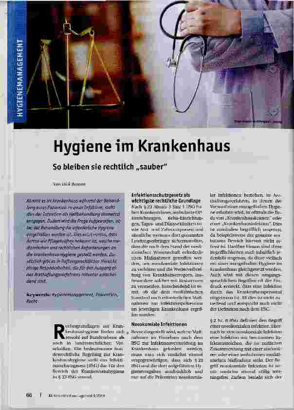Vorschauseite 1: Hygiene Im Krankenhaus