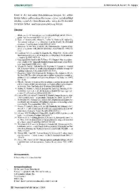 Vorschauseite 5: Rehabilitation nach operativer Behandlung von Hypophysenadenomen?