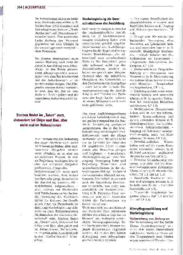 Vorschauseite 3: Sterbebegleitung muss zentrales Thema der Altenpflegeausbildung sein