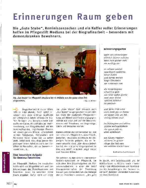 Vorschauseite 1: Erinnerungen Raum geben