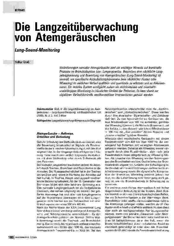 Vorschauseite 1: Die Langzeitüberwachung von AtemgeräuschenLung-Sound-Monitoring