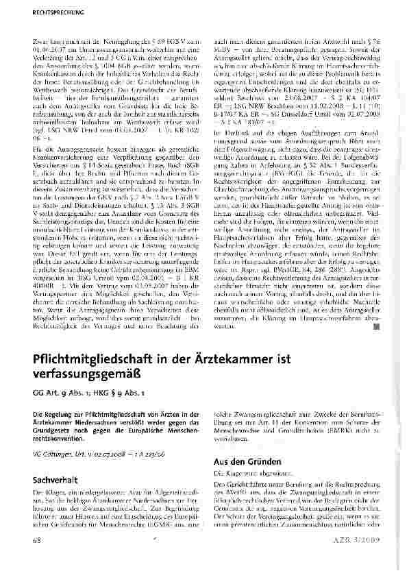 Vorschauseite 4: Keine Eilbedürftigkeit des Anspruchs eines Arztes gegenüber einer Krankenkasse, die Information über Erprobungsverfahren gegenüber seinen Patienten zu unterlassen