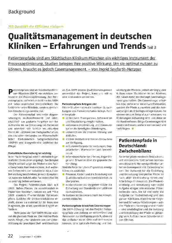 Vorschauseite 1: Qualitätsmanagement in deutschen Kliniken - Erfahrungen und Trends Teil 3