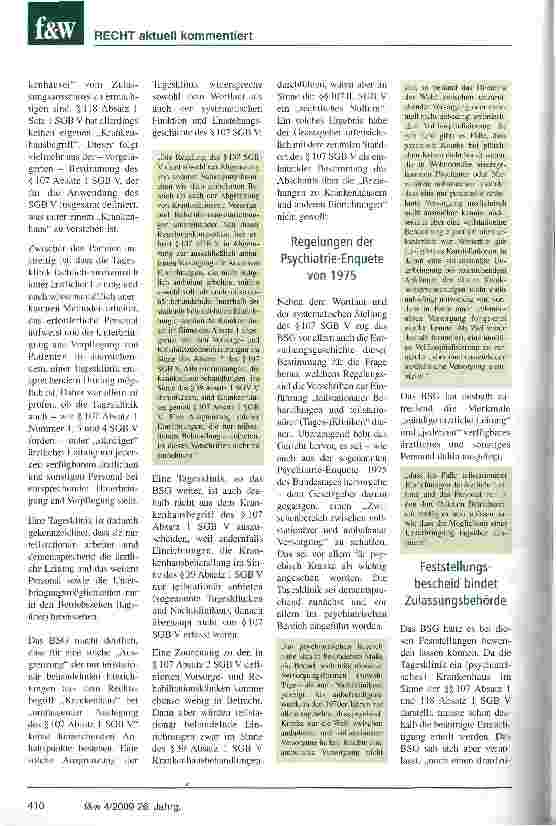 Vorschauseite 3: PIA vor Gericht: BSG entscheidet erstmals zu Psychiatrischen Institutsambulanzen