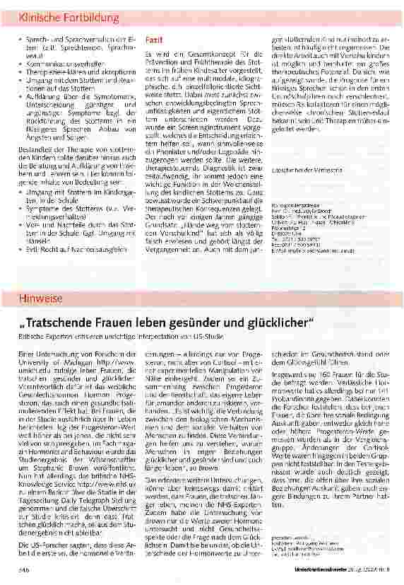Vorschauseite 1: „Tratschende Frauen leben gesünder und glücklicher