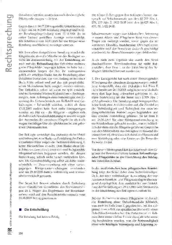 Vorschauseite 3: Dekubiti - kein fahrlässiges Fehlverhalten des Pflegepersonals