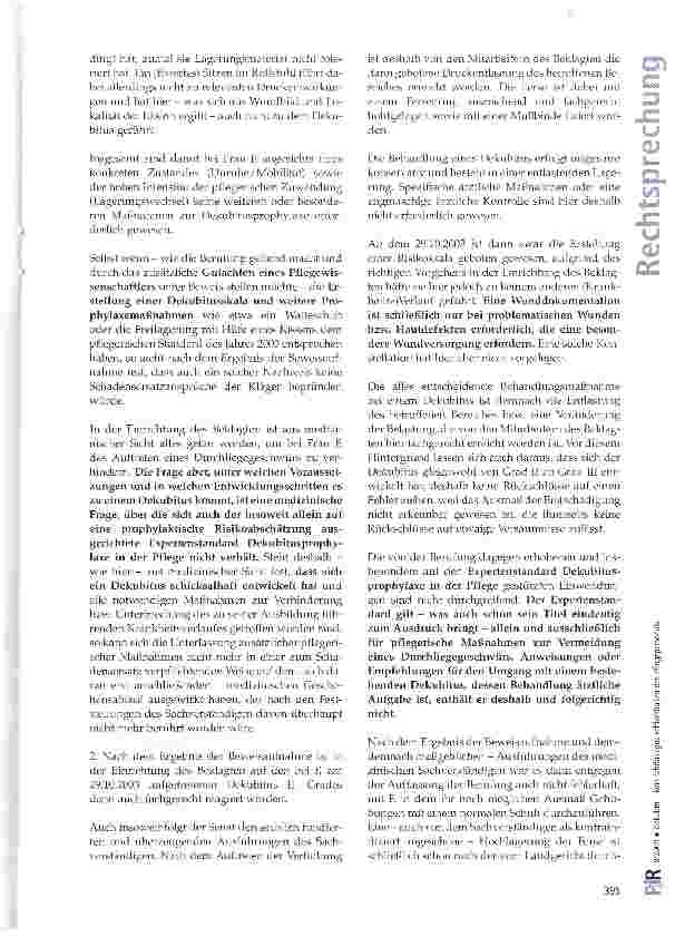 Vorschauseite 4: Dekubiti - kein fahrlässiges Fehlverhalten des Pflegepersonals
