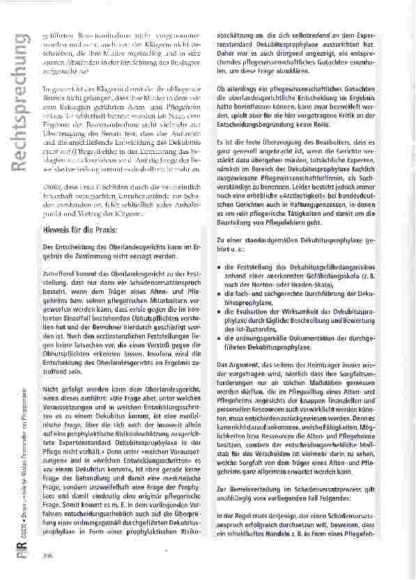Vorschauseite 5: Dekubiti - kein fahrlässiges Fehlverhalten des Pflegepersonals