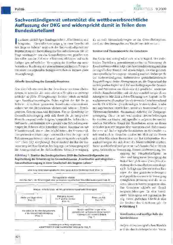 Vorschauseite 1: Sachverständigenrat unterstützt die wettbewerbsrechtliche Auffassung der DKG und widerspricht damit in Teilen dem Bundeskartellamt