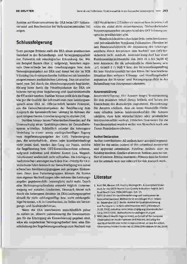 Vorschauseite 4: Strukturqualität in der Gesundheitsversorgung Regionale Unterschiede am Beispiel der Osteodensitometrie
