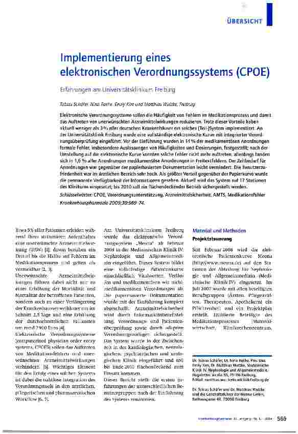 Vorschauseite 1: Implementierung eines elektronischen Verordnungssystems (CPOE)