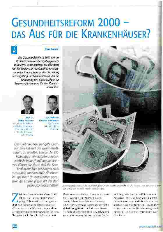Vorschauseite 1: Gesundheitsreform 2000 - Das Aus für die Krankenhäuser?