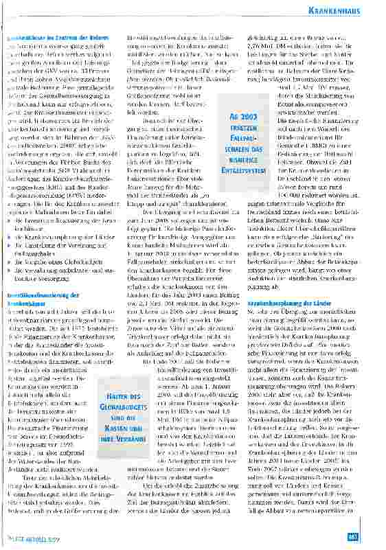 Vorschauseite 2: Gesundheitsreform 2000 - Das Aus für die Krankenhäuser?