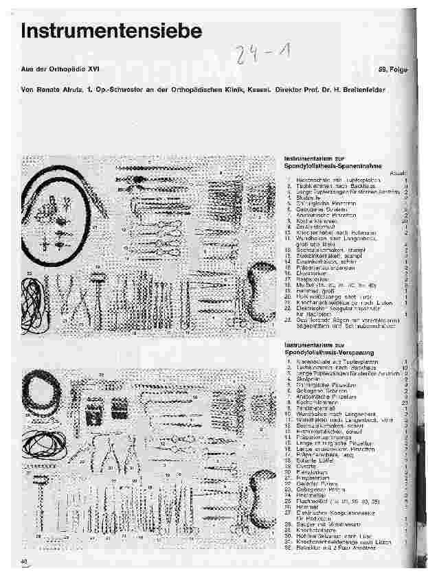 Vorschauseite 1: Instrumentensiebe Aus der Orthopädie XVI 59. Folge: