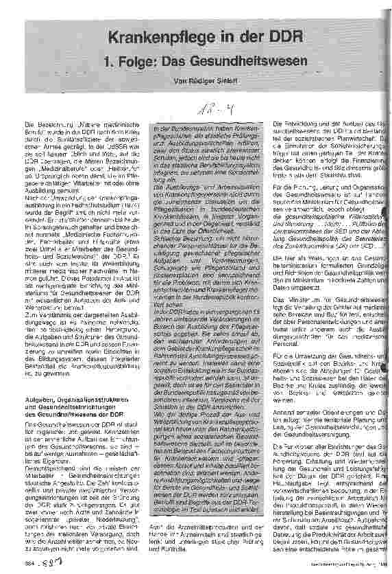 Vorschauseite 1: Krankenpflege in der DDR 1. Folge: Das Gesundheitswesen