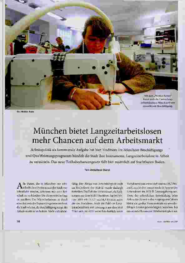 Vorschauseite 1: München bietet Langzeitarbeitslosen mehr Chancen auf dem Arbeitsmarkt