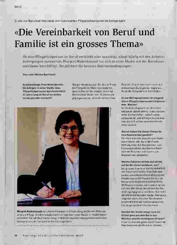 Vorschauseite 1: Die Vereinbarkeit von Beruf und Familie ist ein grosses Thema