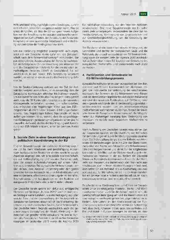 Vorschauseite 3: Erwartungen des Deutschen Vereins an die Europäische Union zur Europawähl 2019: Perspektiven für ein soziales Europa