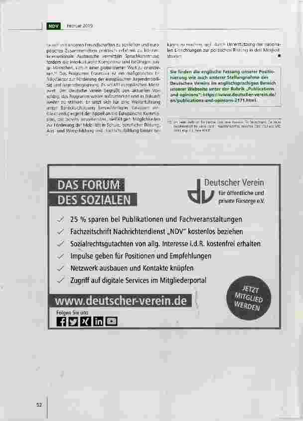 Vorschauseite 4: Erwartungen des Deutschen Vereins an die Europäische Union zur Europawähl 2019: Perspektiven für ein soziales Europa