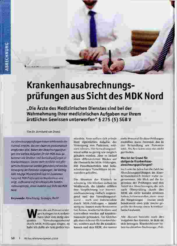 Vorschauseite 1: Krankenhausabrechnungsprüfungen aus Sicht des MDK Nord