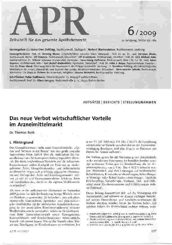 Vorschauseite 1: Das neue Verbot wirtschaftlicher Vorteile im Arzneimittelmarkt