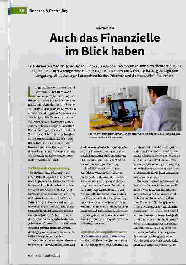 Vorschauseite 1: Auch das Finanzielle im Blick haben