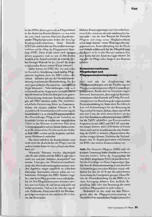 Vorschauseite 2: WIE VIEL PFLEGE BRAUCHT EIN KRANKENHAUS?