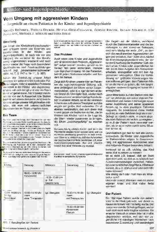 Vorschauseite 1: Vom Umgang mit aggressiven Kindern dargestellt an einem Patienten in der Kinderund Jugendpsychiatrie