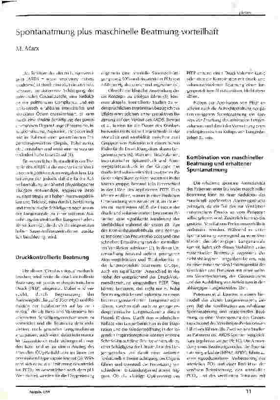 Vorschauseite 1: Spontanatmung plus maschinelle Beatmung vorteilhaft
