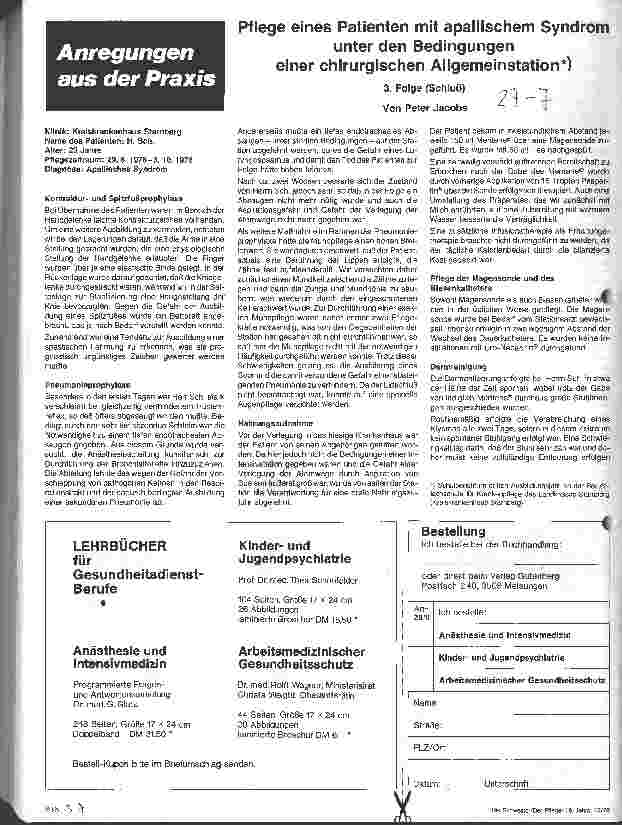 Vorschauseite 1: Pflege eines Patienten mit apallischen Syndrom unter Bedingungn einer chirurgischen Allgemeinstation