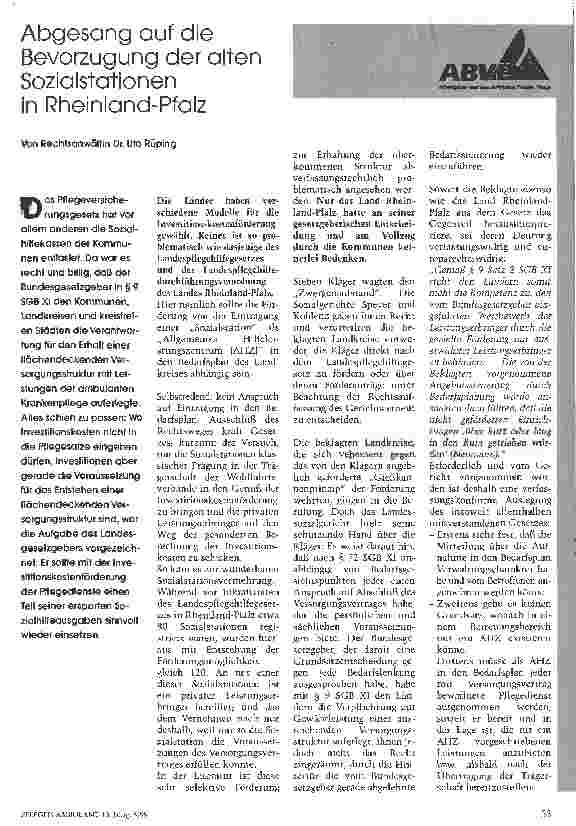 Vorschauseite 1: Abgesang auf die Bevorzugung der alten Sozialstationen in Rheinland-Pfalz