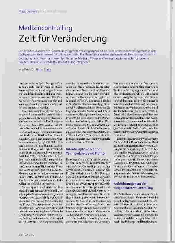 Vorschauseite 1: Medizincontrolling Zeit für Veränderung