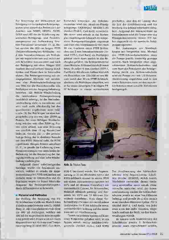 Vorschauseite 2: Vergleichende Bewertung der Wirkung von Prozessparametern sowie Reinigern in Bezug auf PTFE-Kanäle bei der maschinellen Aufbereitung flexibler Endoskope