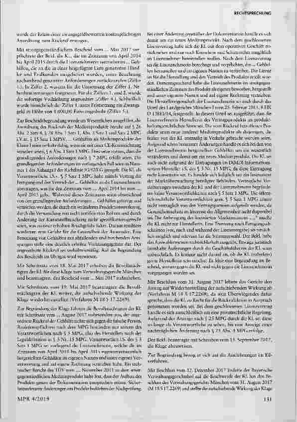 Vorschauseite 3: Medizinprodukt; Rückrufanordnung; Verantwortlicher; Hersteller; Lizenzvertrag