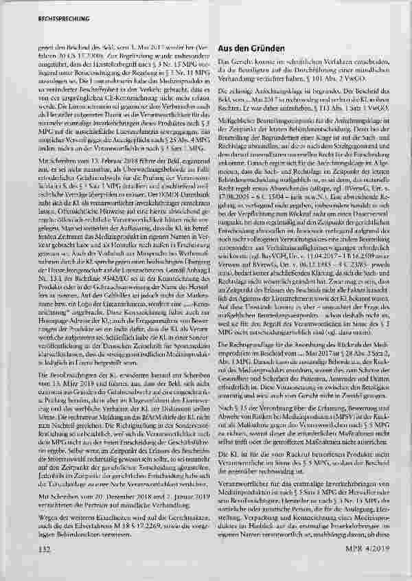 Vorschauseite 4: Medizinprodukt; Rückrufanordnung; Verantwortlicher; Hersteller; Lizenzvertrag