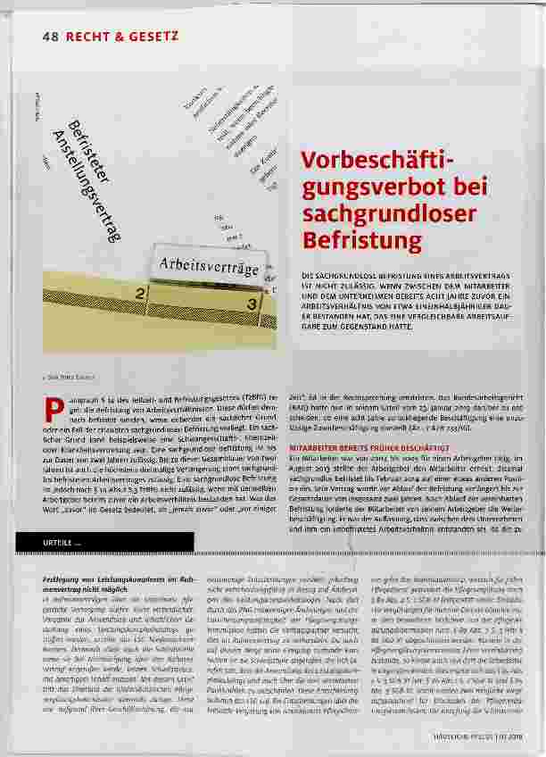 Vorschauseite 1: Vorbeschäftigungsverbot bei sachgrundloser Befristung