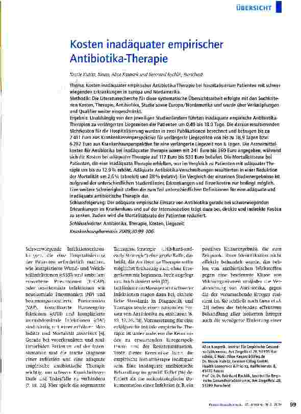 Vorschauseite 1: Kosten inadäquater empirischer Antibiotika-Therapie