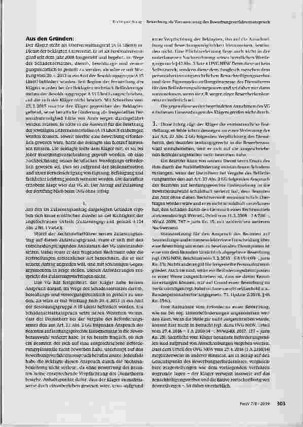 Vorschauseite 2: Bewerbung als Voraussetzung des Bewerbungsverfahrensanspruchs