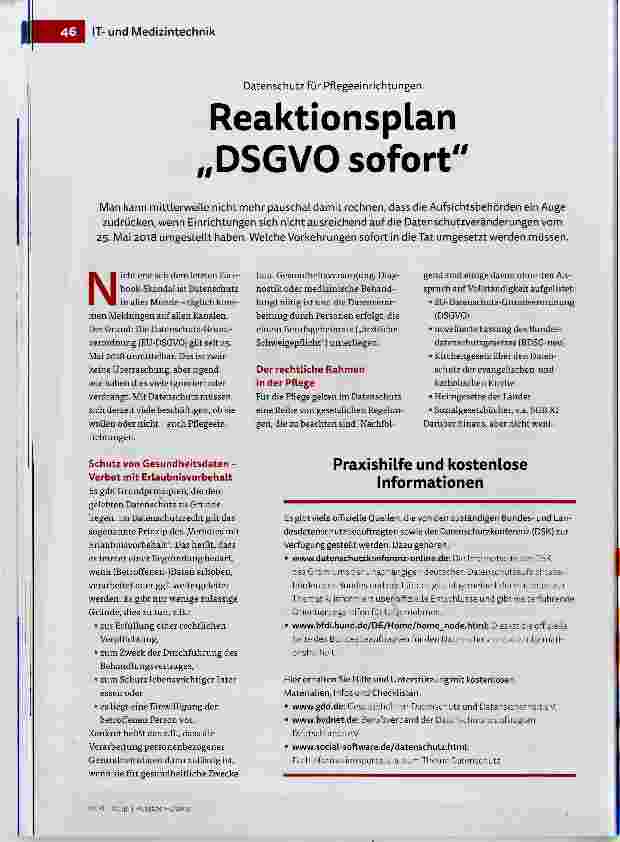 Vorschauseite 1: Reaktionsplan DSGVO sofort